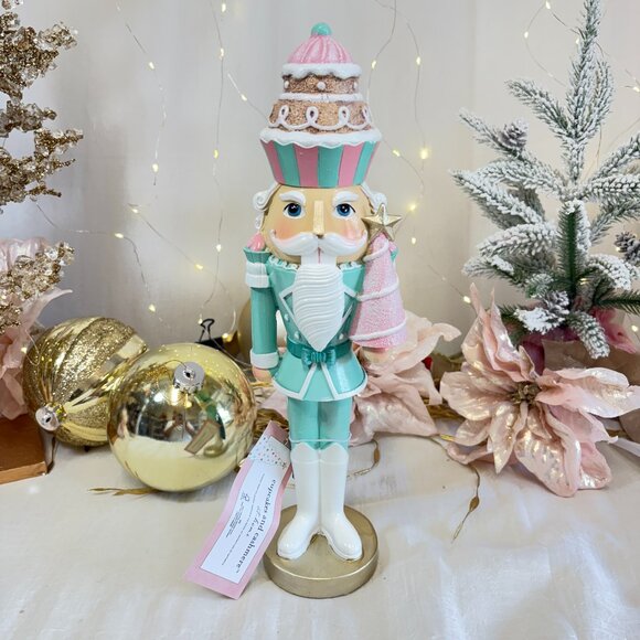 Christmas Pastel Pink Cupcake 14”NUTCRACKER Figure Cupcakes and Cashmere New - Picture 1 of 7